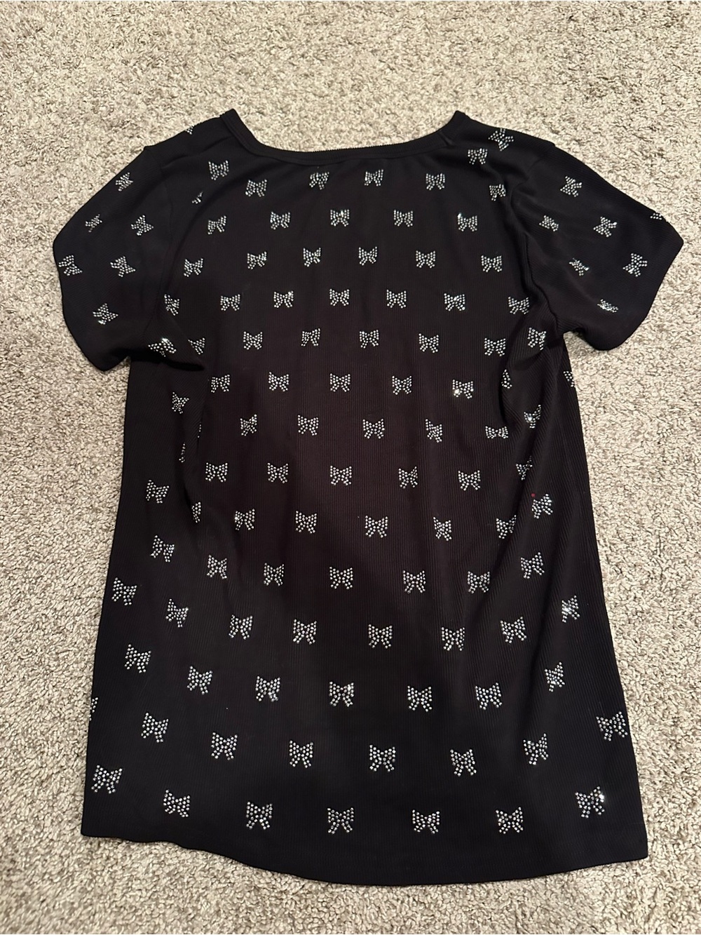 Black Short Sleeve Butterfly Rhinestone Tee